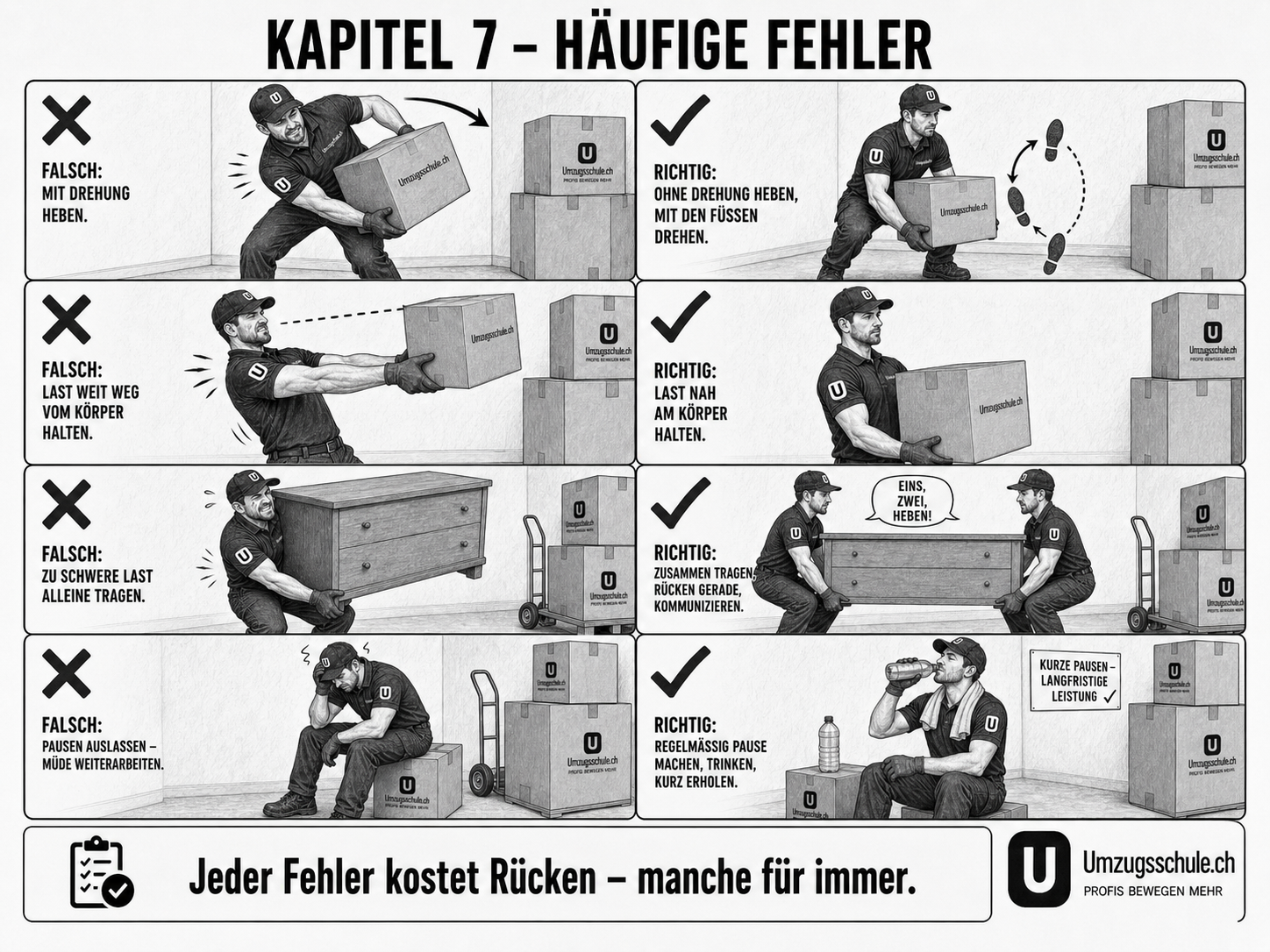 Häufige Fehler beim Heben und Tragen