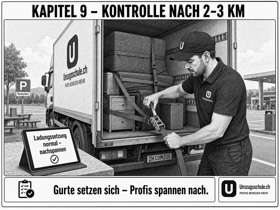 Ladungskontrolle nach 2-3 km